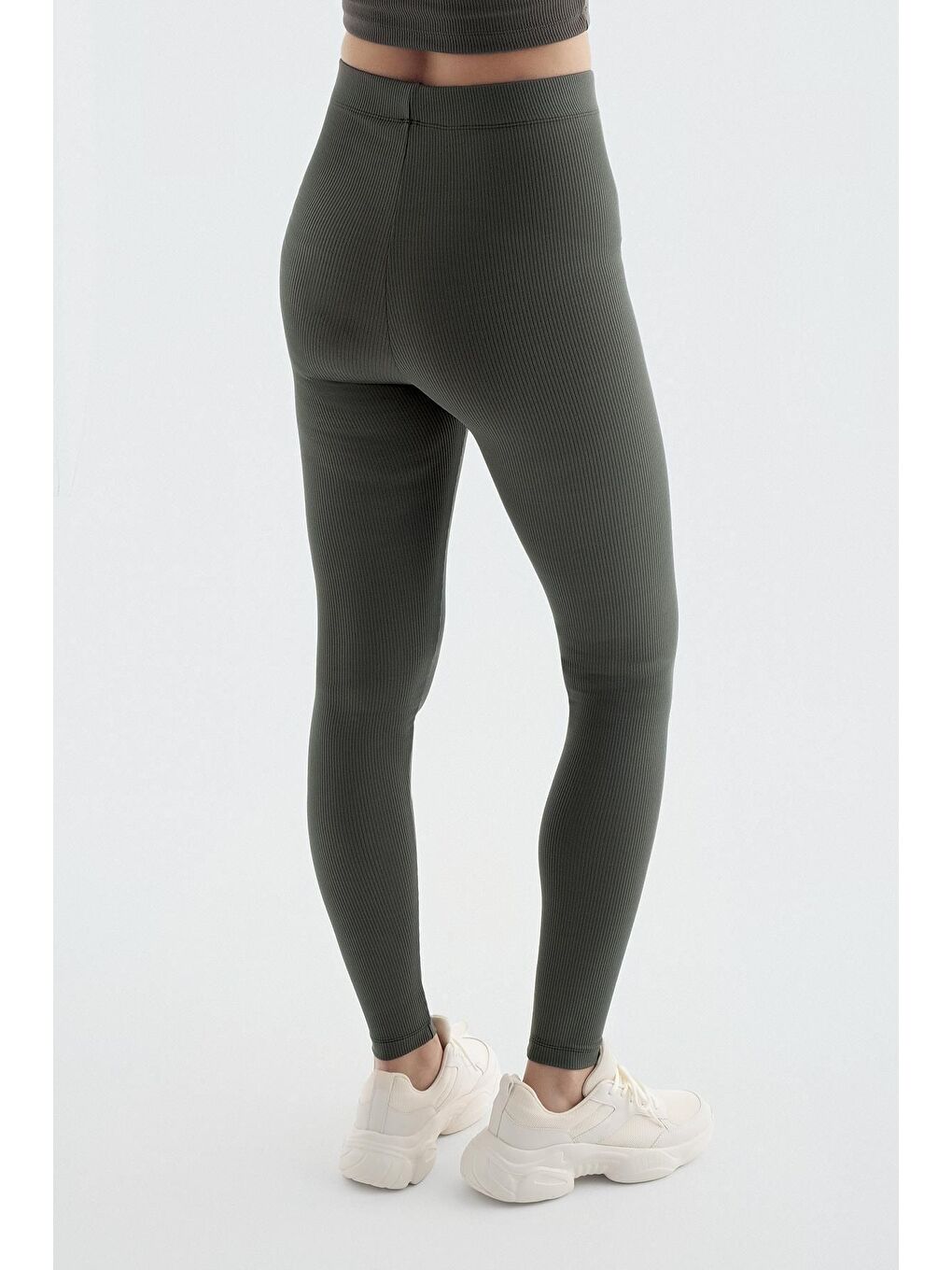 Haki Fitilli Yüksek Bel Esnek Toparlayıcı Tayt F11-2