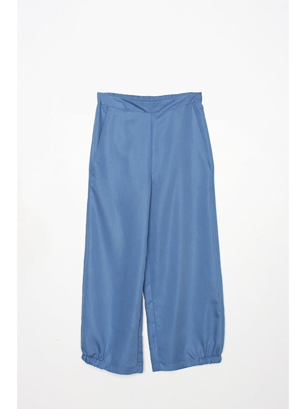 Mavi-Büyük Cepli Doğal Kumaş Pantolon-5