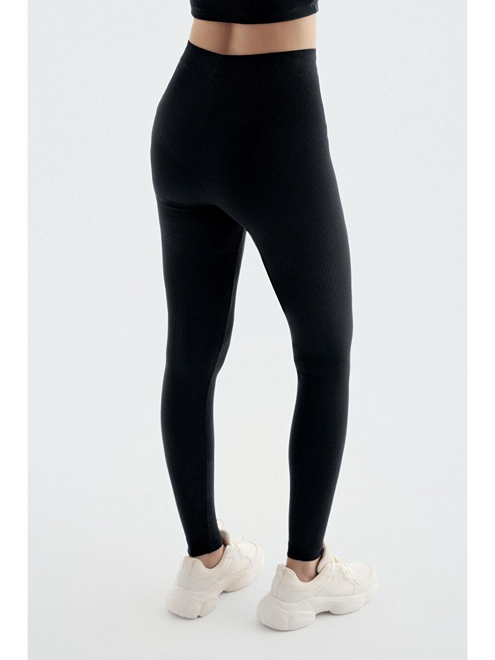 Siyah Fitilli Yüksek Bel Esnek Toparlayıcı Tayt F11-2