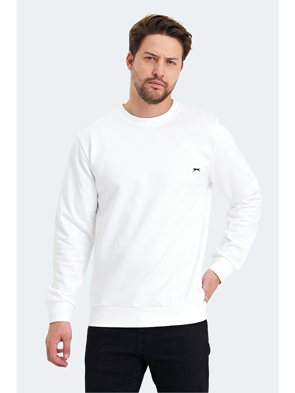 KORAL IN Erkek Beyaz %100 Pamuk Sweatshirt-5