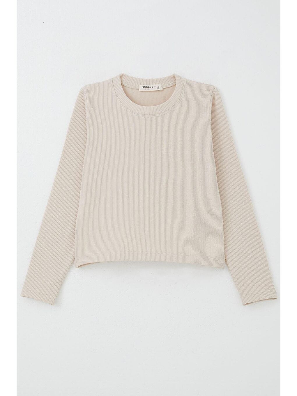 Kız Çocuk Uzun Kollu Tişört Kemer Boy Basic Bej (9-14 Yaş)-2