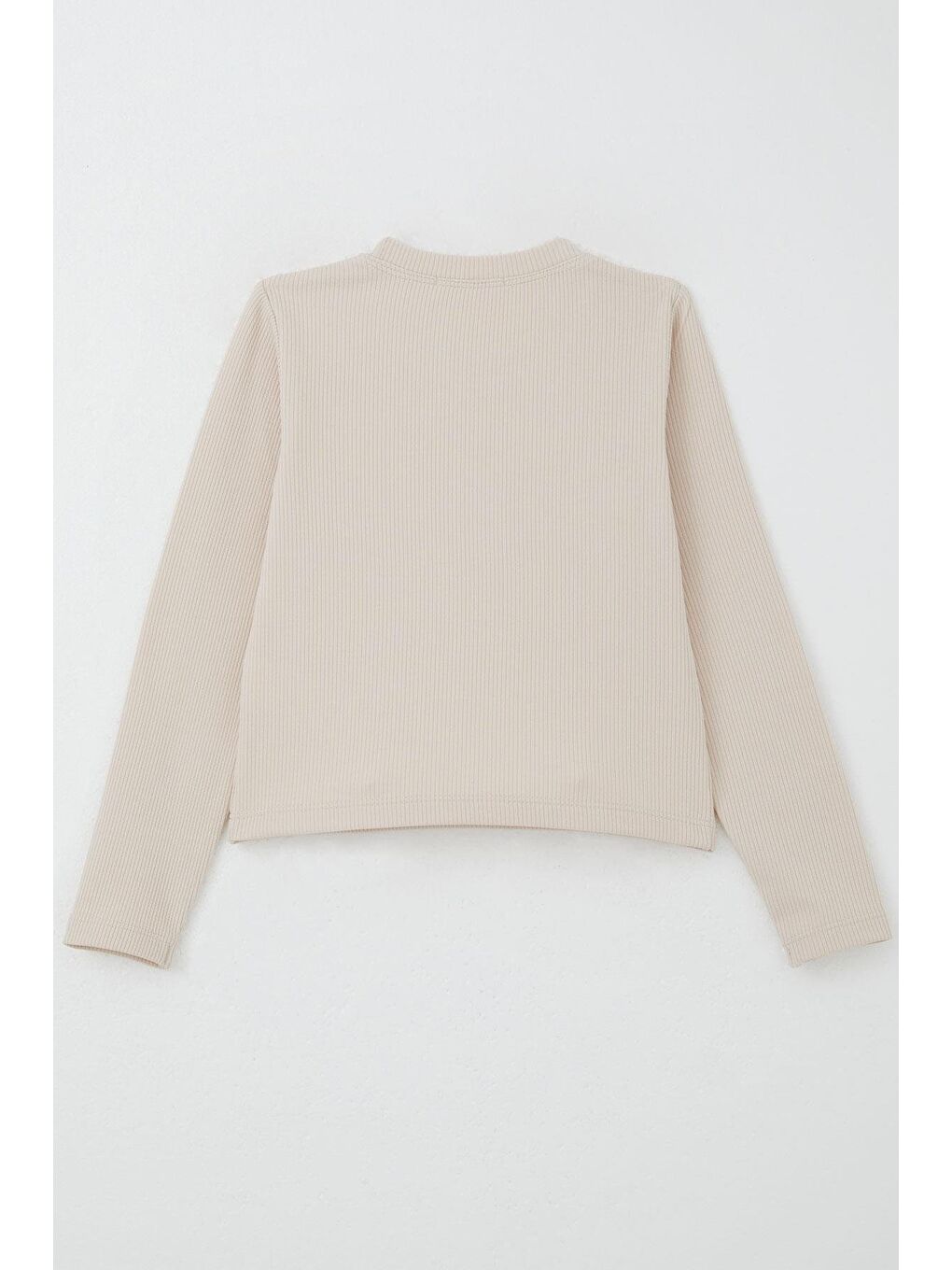 Kız Çocuk Uzun Kollu Tişört Kemer Boy Basic Bej (9-14 Yaş)-3