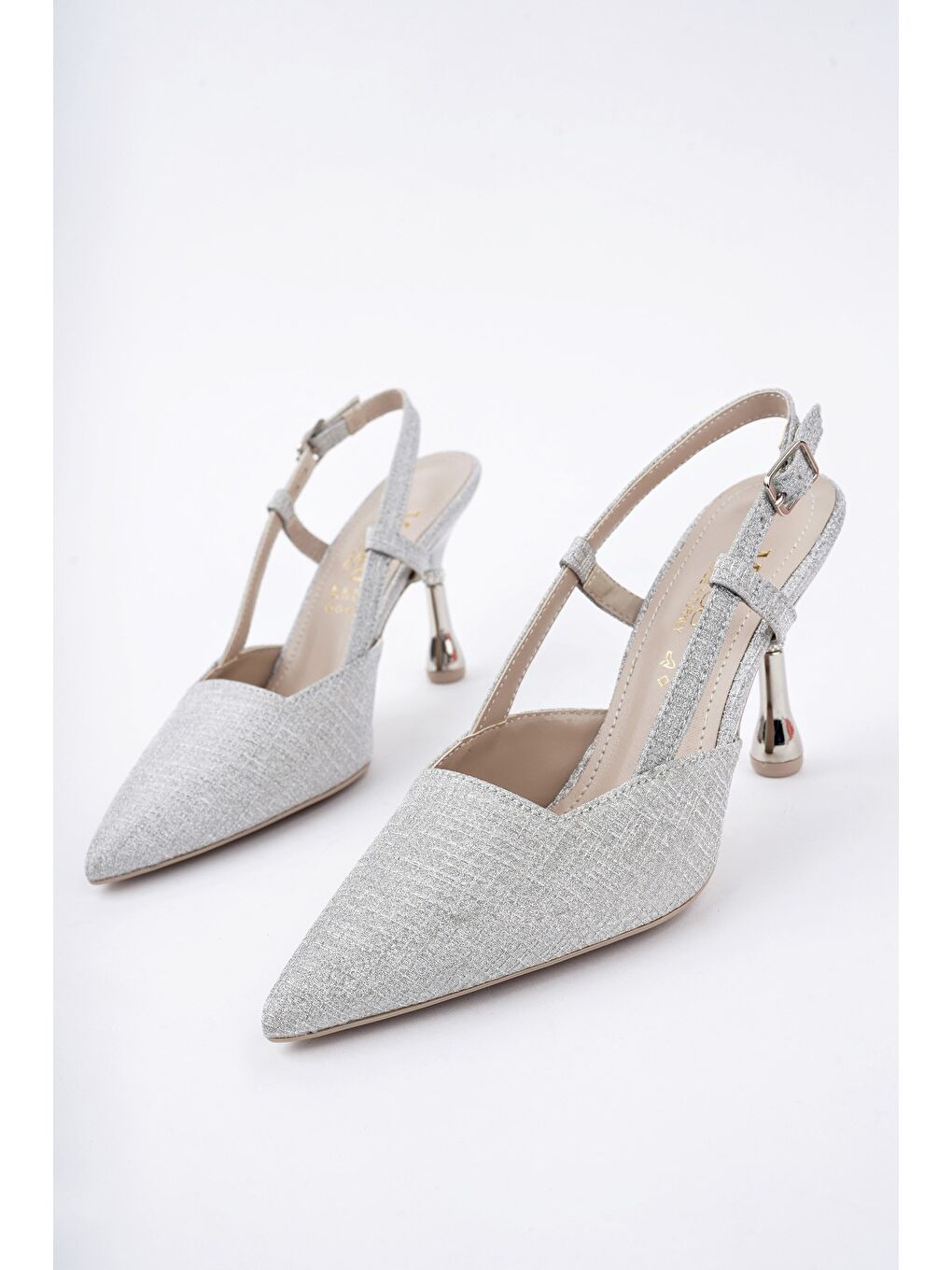 Gri JESİ Sivri Burun Arkası Açık Günlük Klasik Kadın Topuklu Ayakkabı