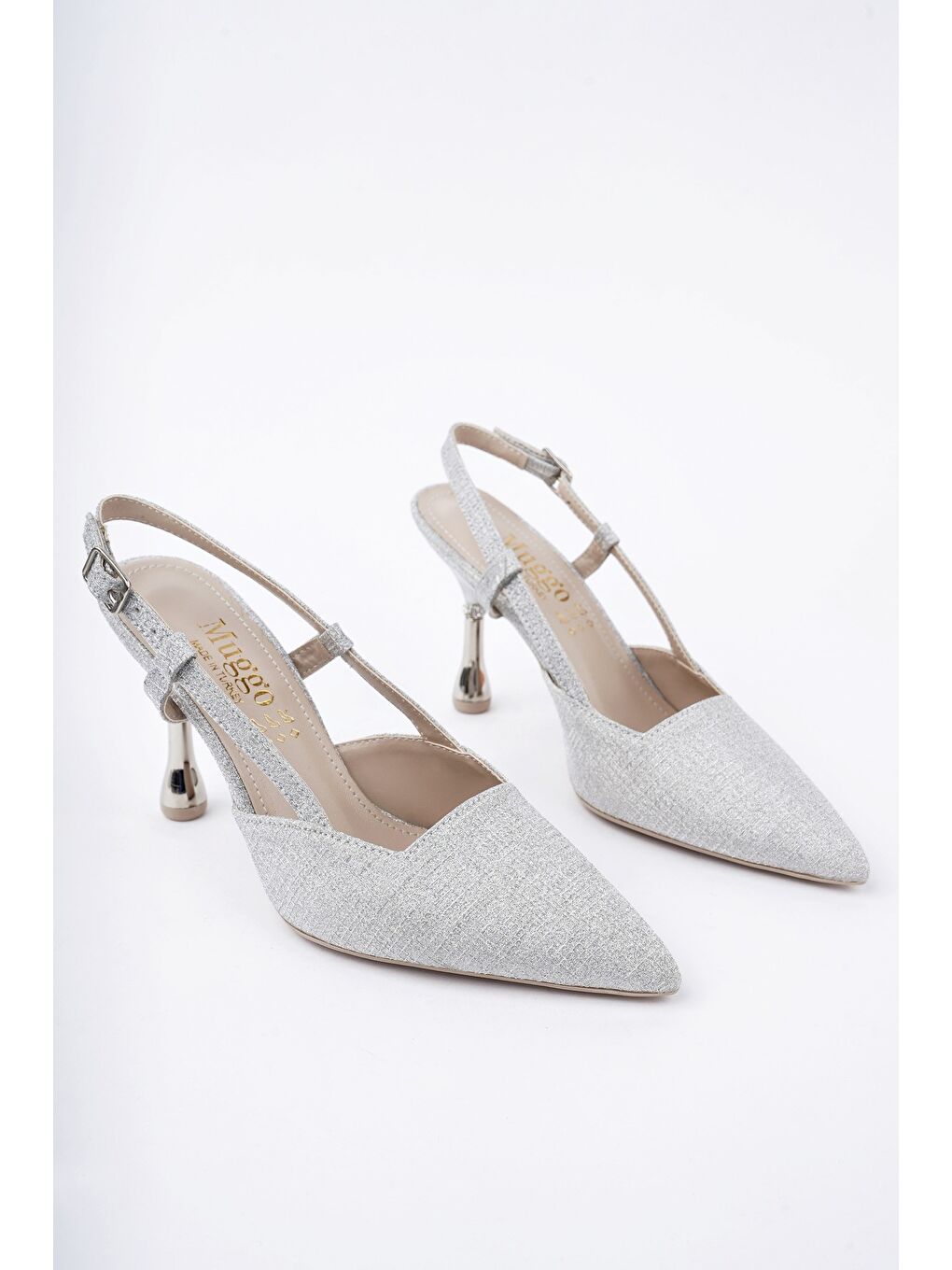 Gri JESİ Sivri Burun Arkası Açık Günlük Klasik Kadın Topuklu Ayakkabı-2