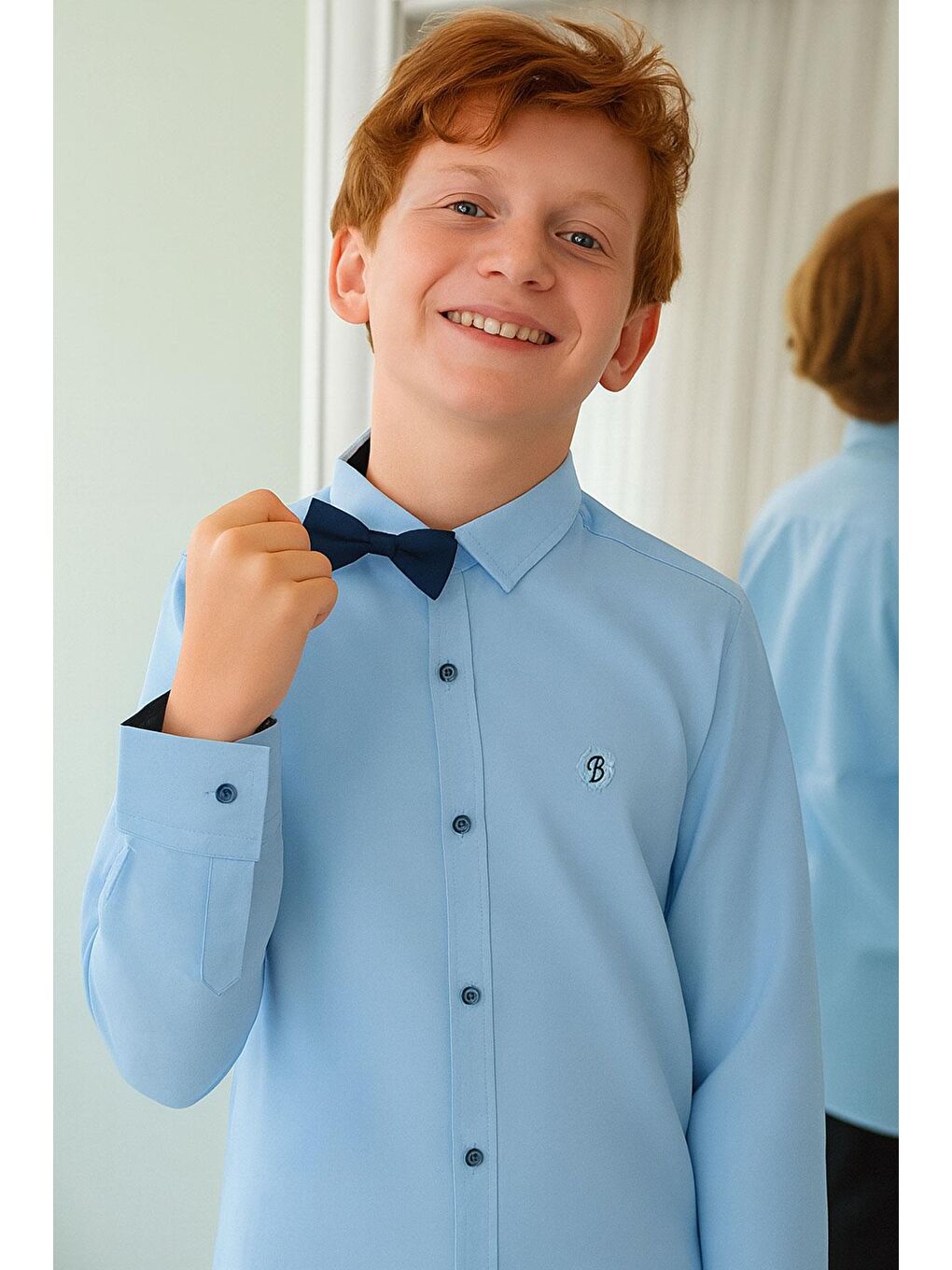 Erkek Çocuk Gömlek Papyonlu Açık Mavi (8-12 Yaş)-1