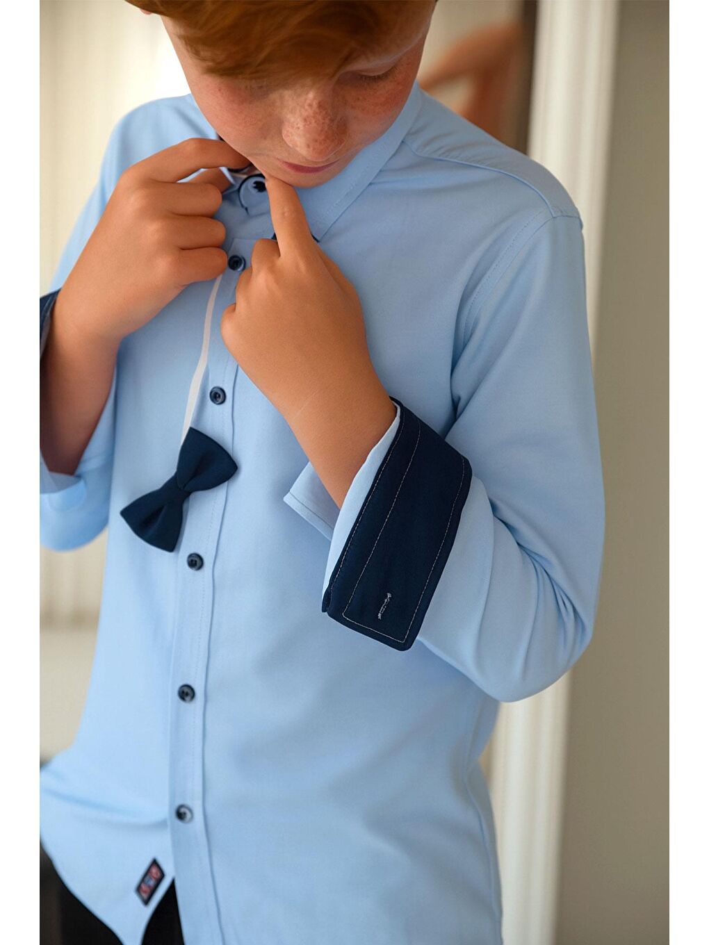 Erkek Çocuk Gömlek Papyonlu Açık Mavi (8-12 Yaş)-2