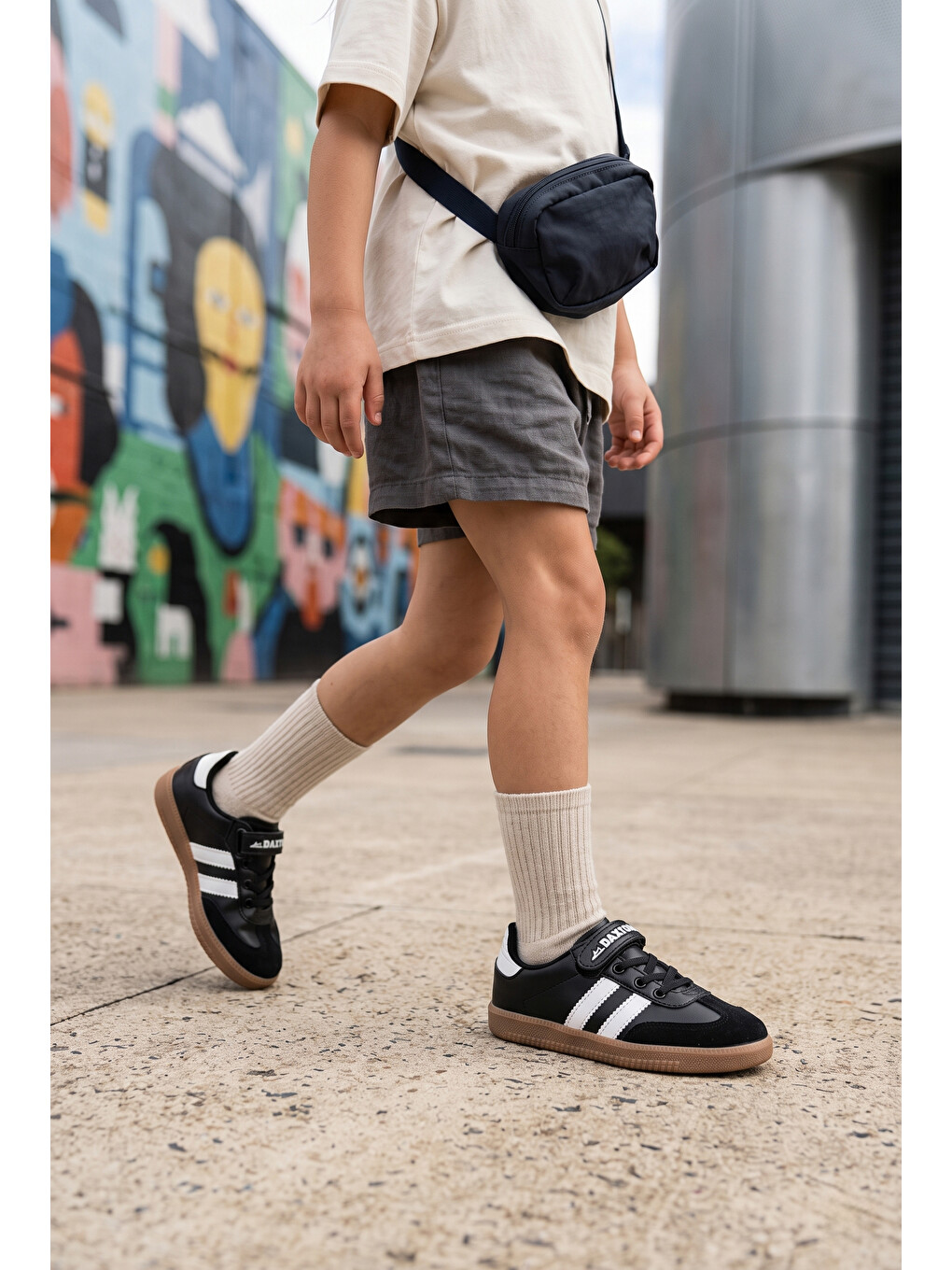Siyah Cagne Günlük Çocuk Unisex Cırtlı Sneaker Spor Ayakkabı-2