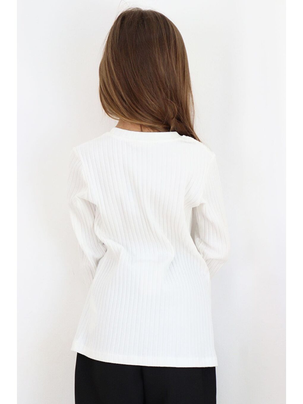 Kız Çocuk Uzun Kollu Tişört Gül Aksesuarlı Ekru (9-12 Yaş)-2