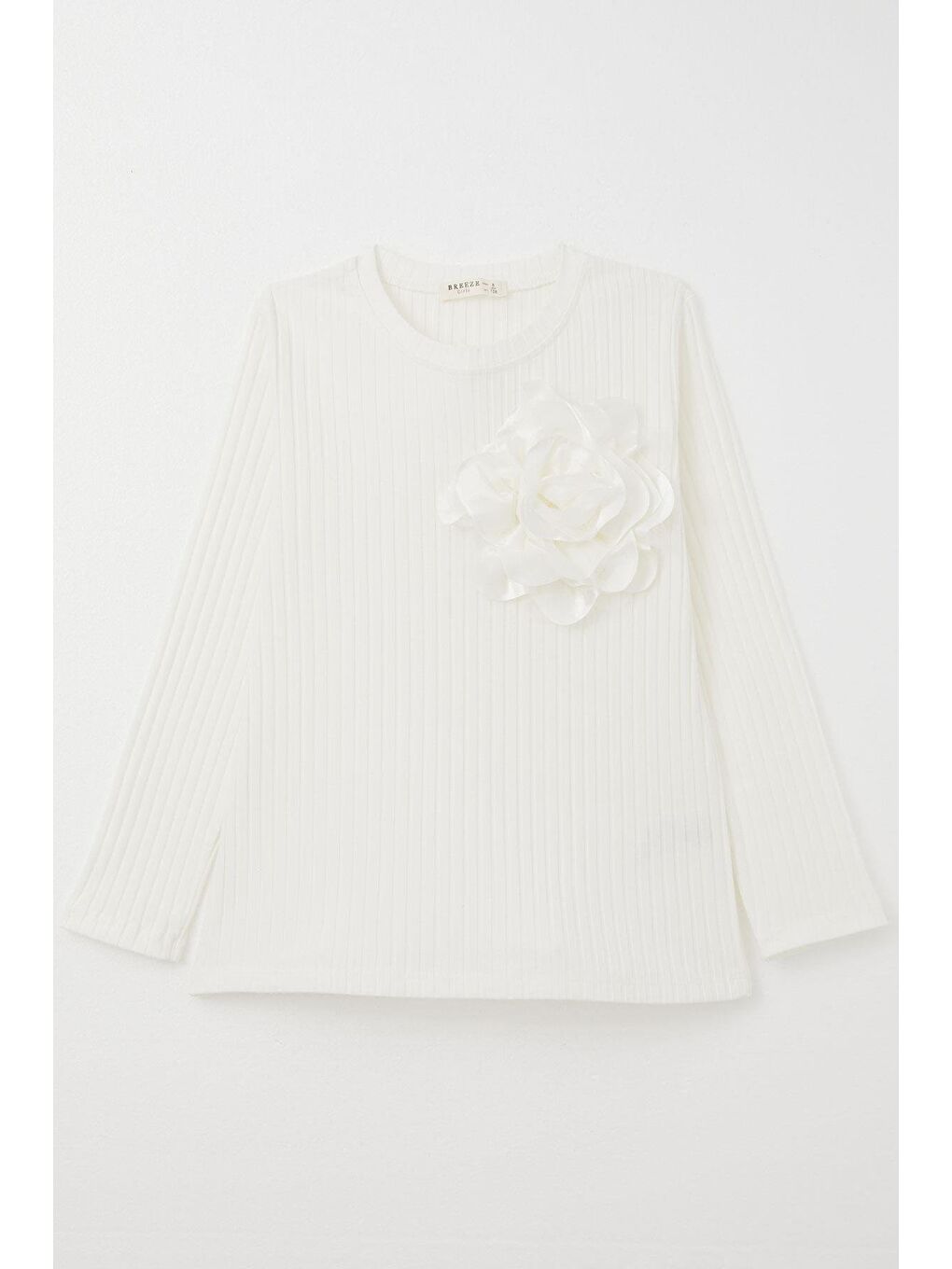 Kız Çocuk Uzun Kollu Tişört Gül Aksesuarlı Ekru (9-12 Yaş)-4