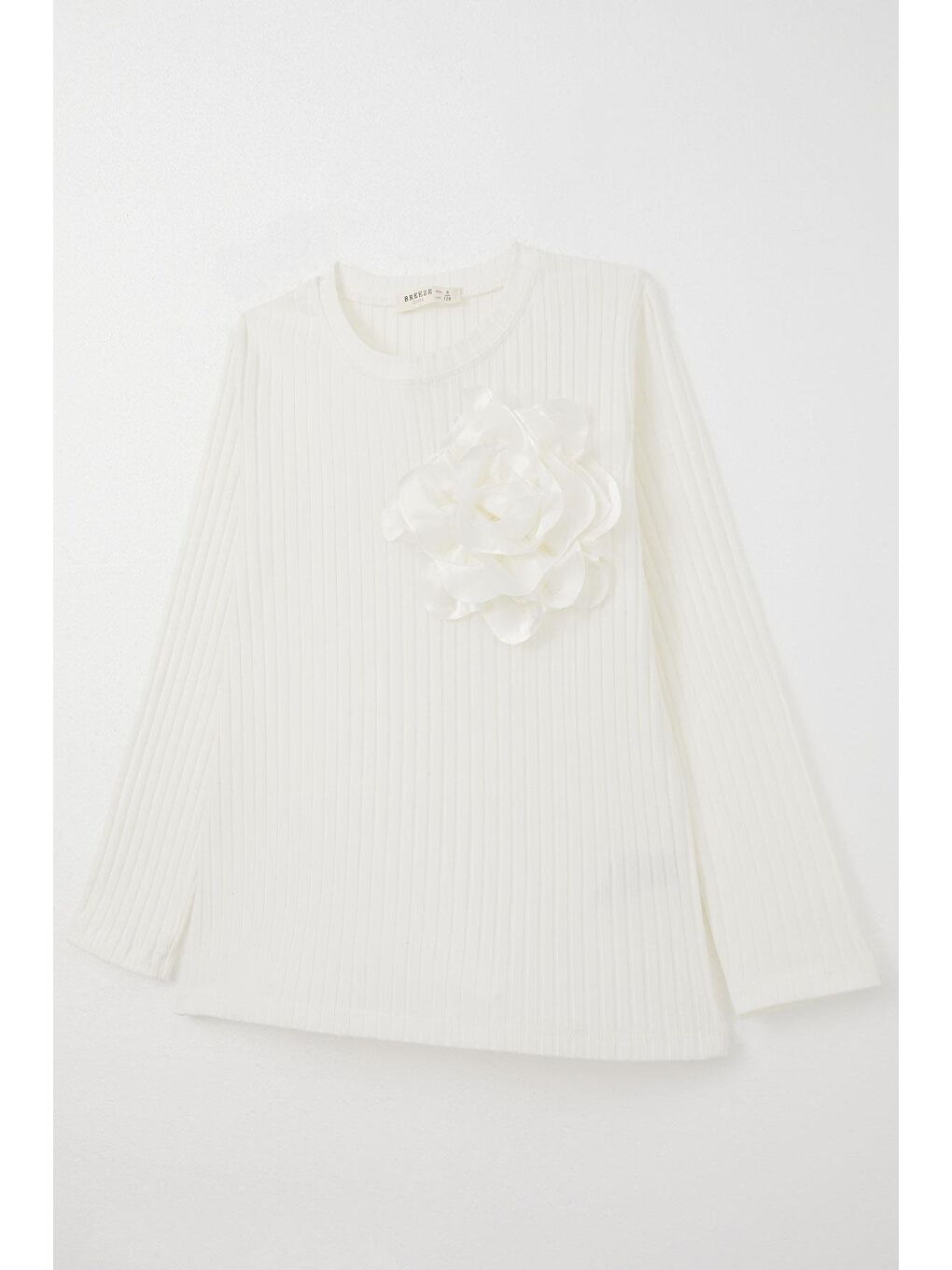 Kız Çocuk Uzun Kollu Tişört Gül Aksesuarlı Ekru (9-12 Yaş)-6