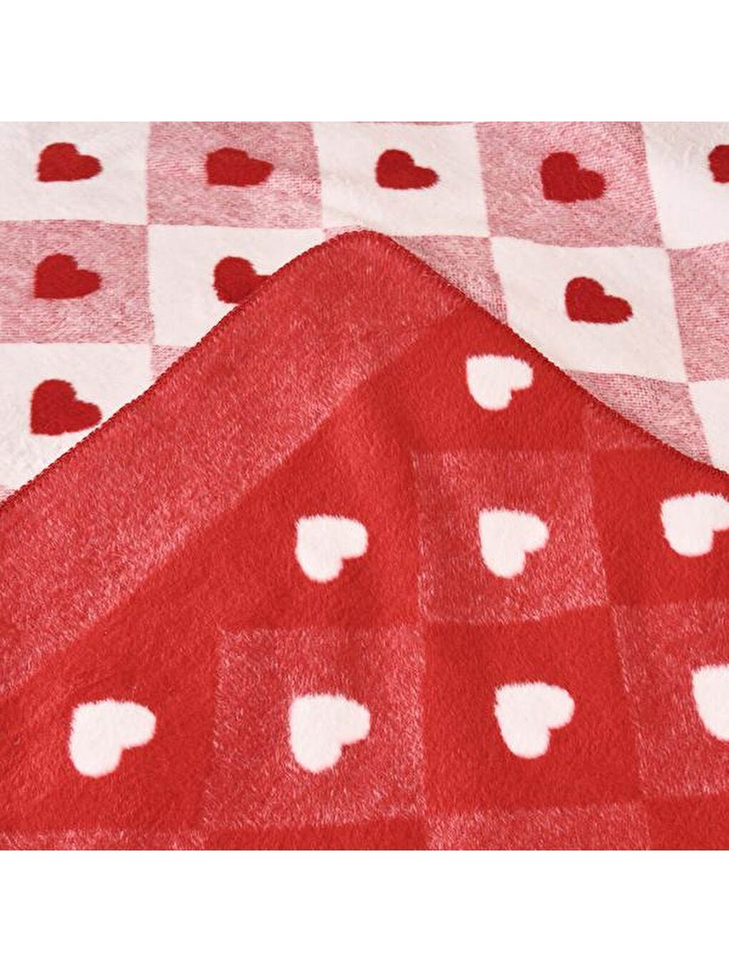Soft Kalpli Pamuklu Tek Kişilik Battaniye - Kırmızı - 150x200 Cm-3