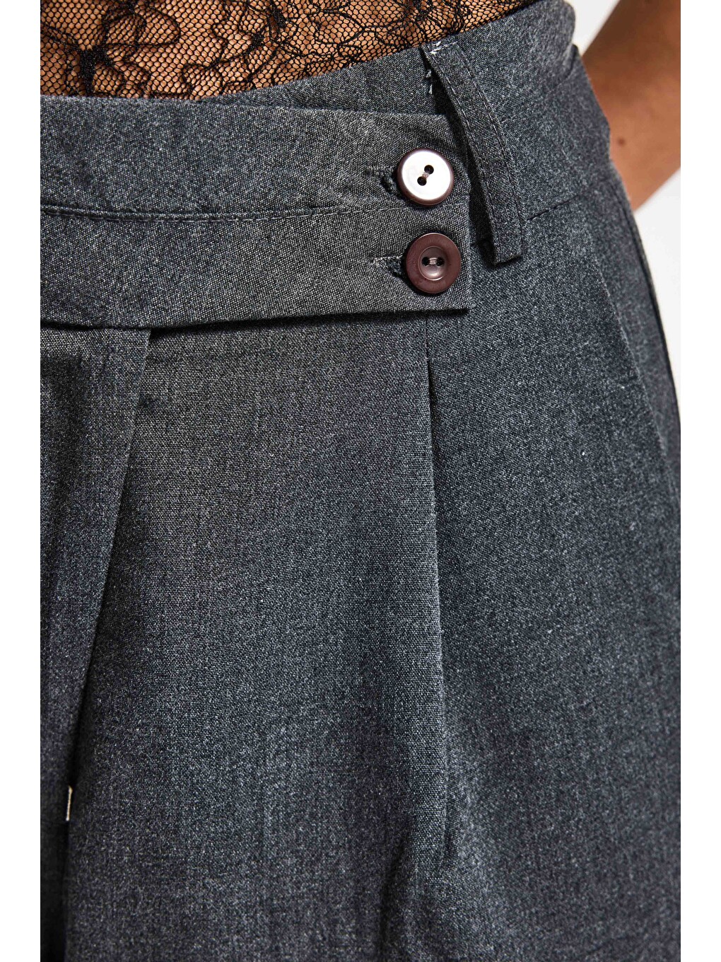 Kadın Antrasit S6 Baggy Fit Maxi Boy Bermuda Şort-2