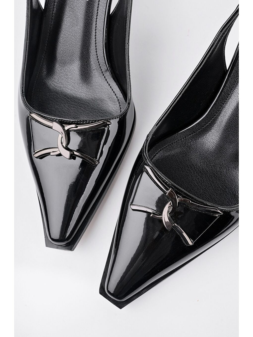 Siyah FOREST Arkası Açık Toka Detaylı Günlük Klasik Topuklu Kadın Stiletto Ayakkabı-4