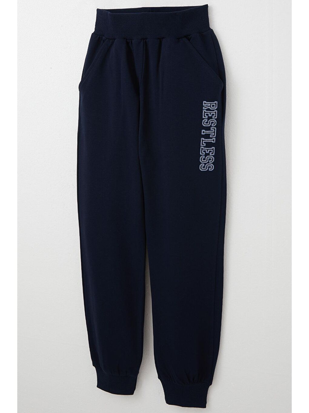 Erkek Çocuk Eşofman Takım Yazı Baskılı Cepli İndigo (5 Yaş)-9