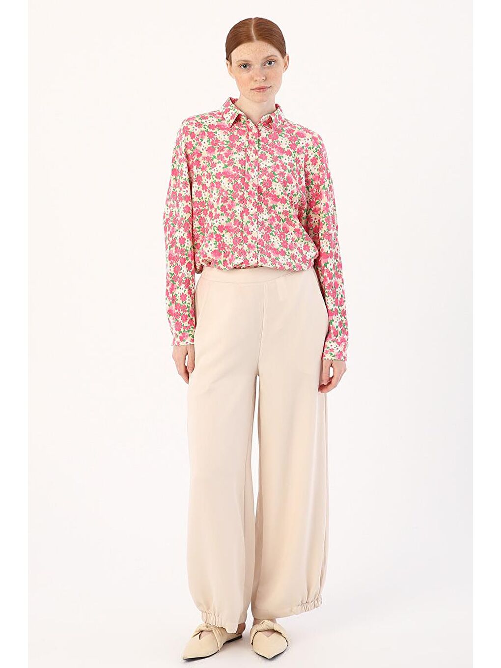 Açık Bej-Büyük Cepli Doğal Kumaş Pantolon-1