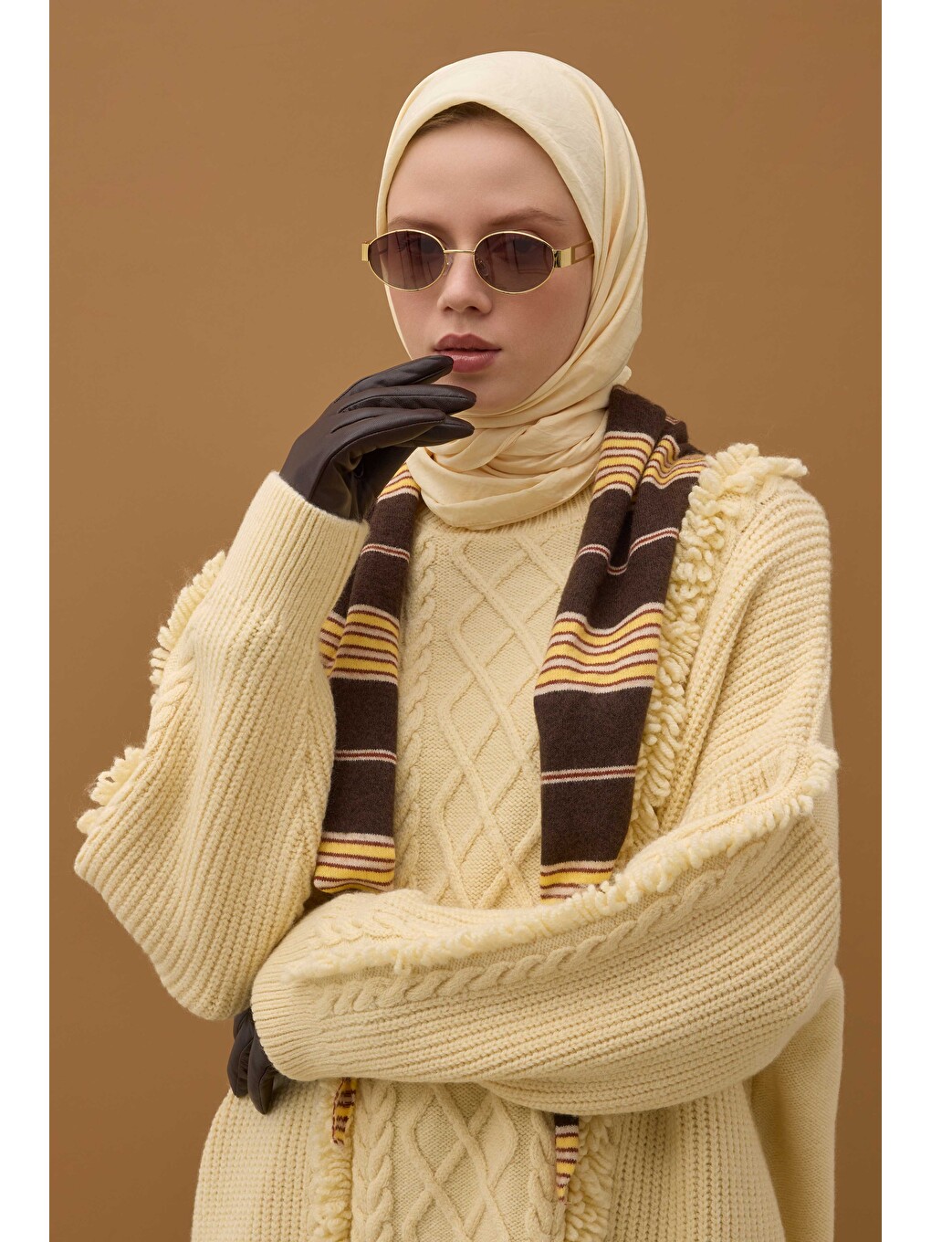 Bej Soft Kraş Eşarp Vanilya-4