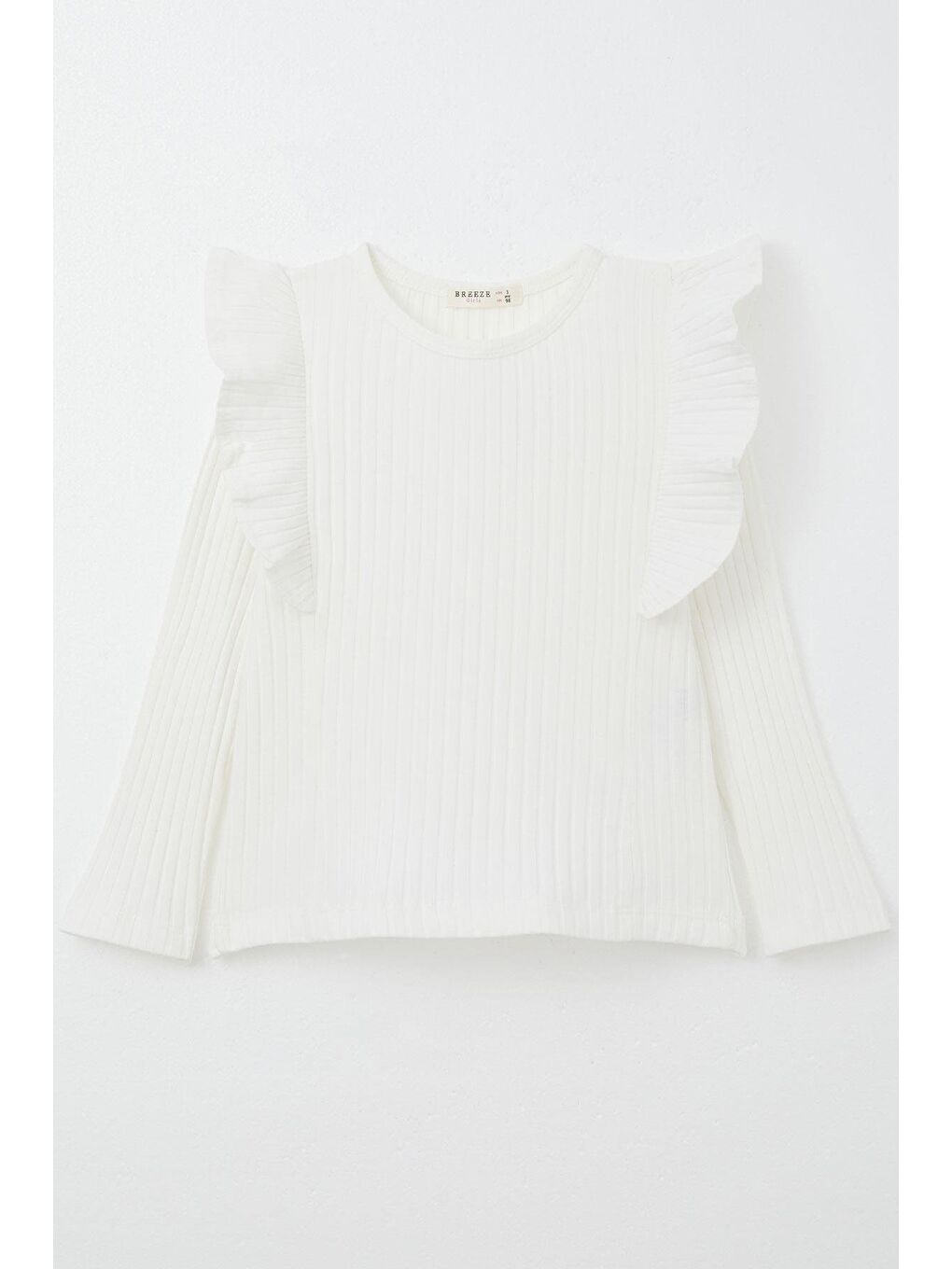 Kız Çocuk Uzun Kollu Tişört Fırfırlı Ekru (2-3 Yaş)-2