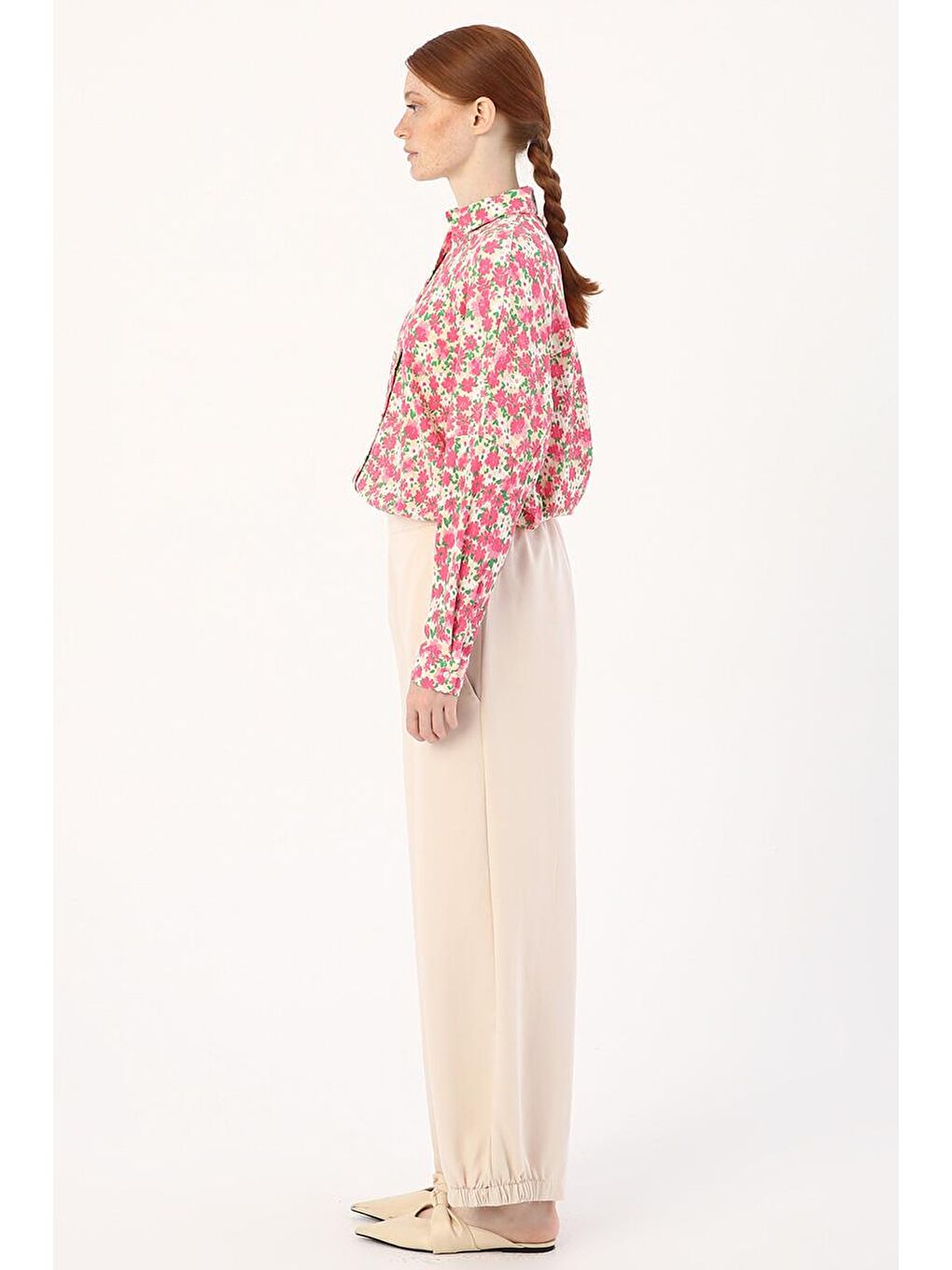 Açık Bej-Büyük Cepli Doğal Kumaş Pantolon-2