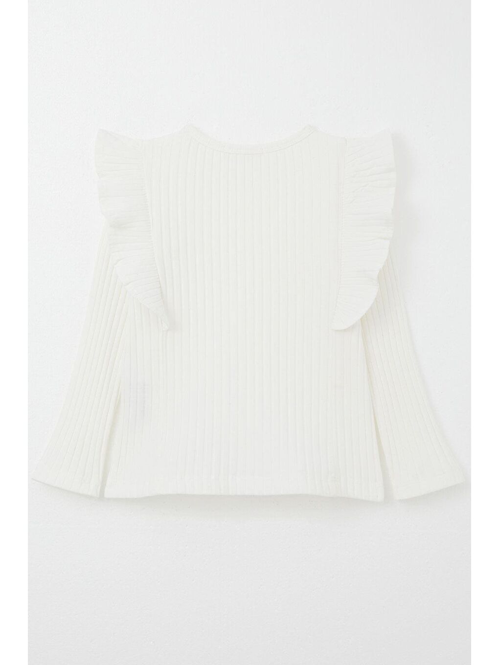 Kız Çocuk Uzun Kollu Tişört Fırfırlı Ekru (2-3 Yaş)-3