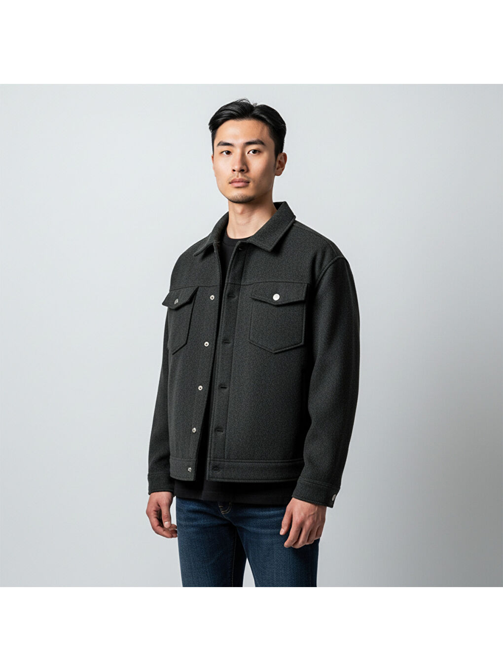 Ridgewood Melange Overshirt Erkek Siyah Ceket-2