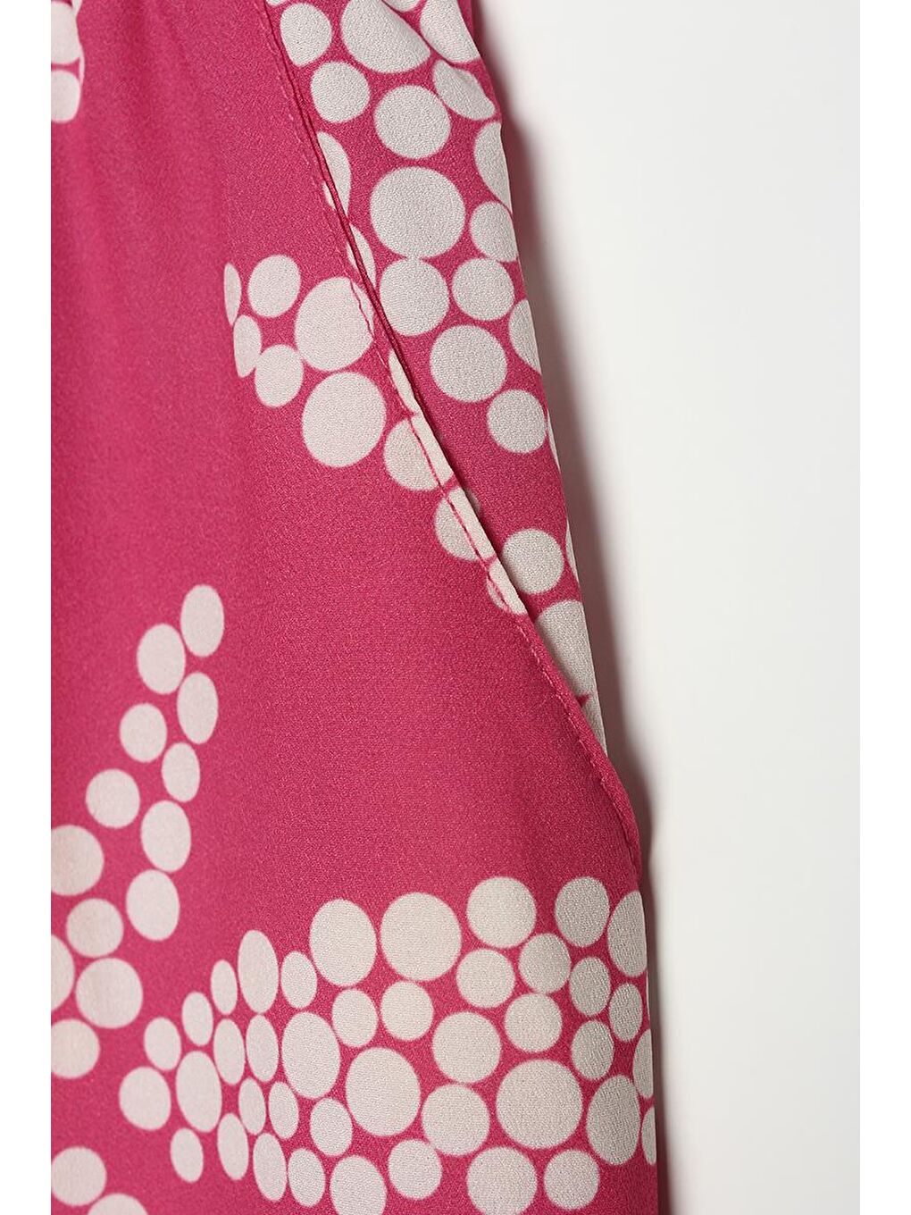 Pembe-Beyaz-Desenli Beli Lastikli Rahat Kalıp Pantolon-4