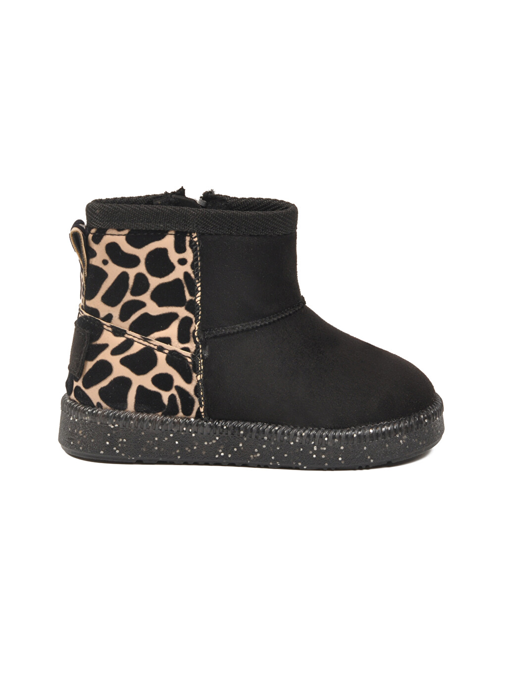 Siyah Leopar İçi Kürklü Fermuarlı Bebek Bot 1212 B