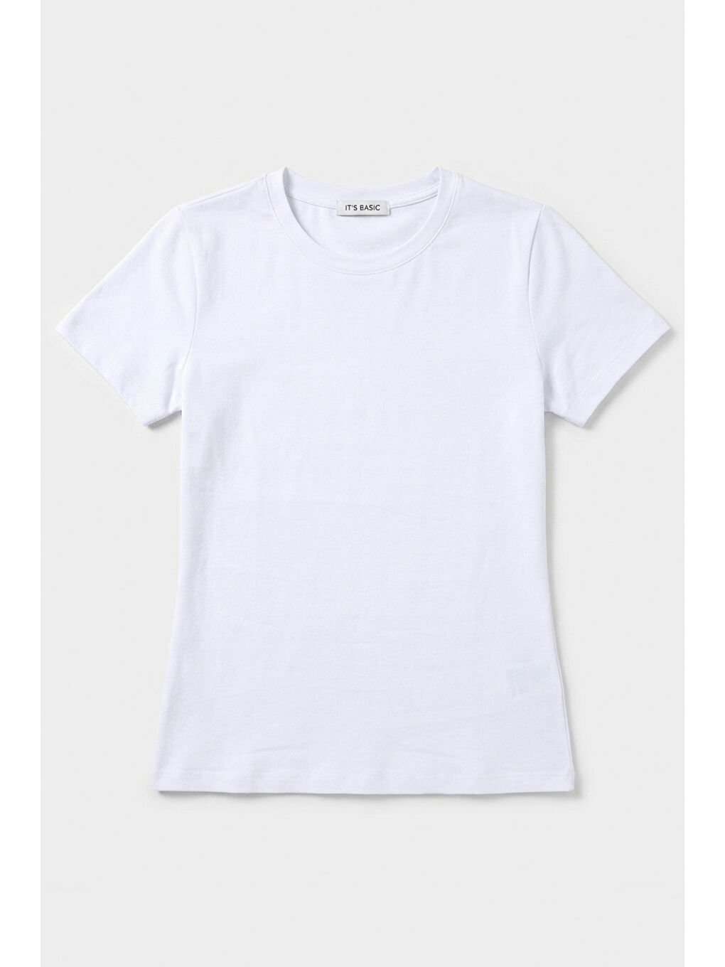 Kadın Beyaz s6-2 Bisiklet Yaka %100 Organik Pamuk Esnek Kumaş T-Shirt-3