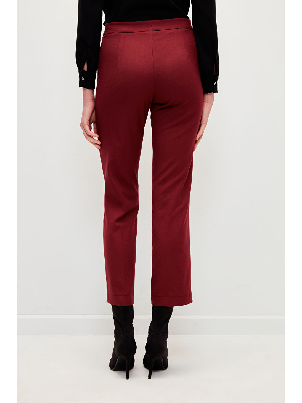 Bordo Klasik Kesim Düz Renk Pantolon-3