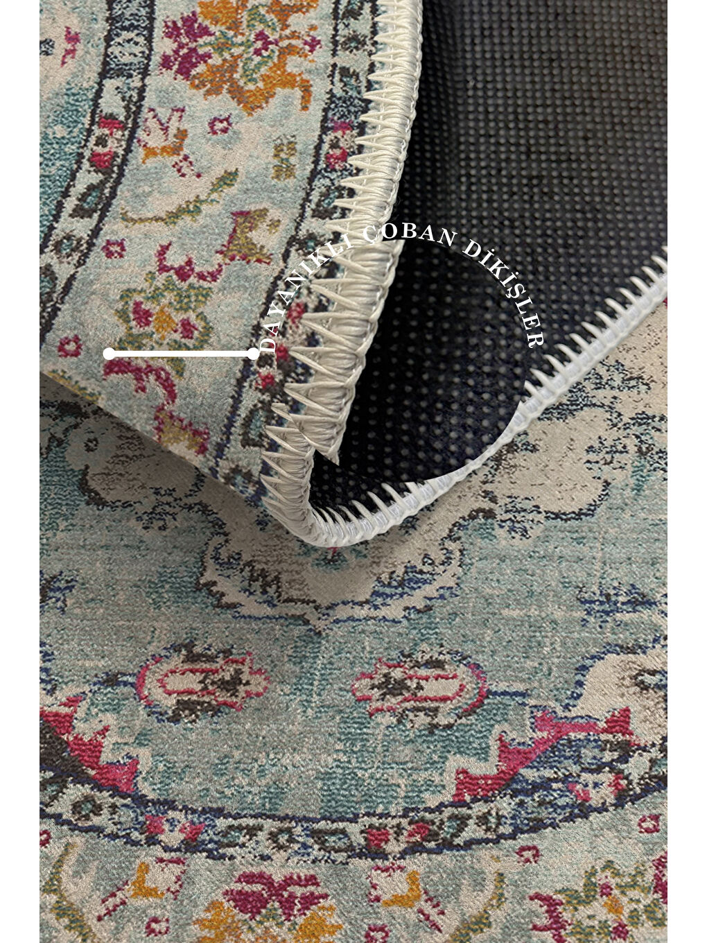 Karışık Pamuk Taban Yıkanabilir Kaydırmaz Taban Modern Halı 150 x 150 cm-3