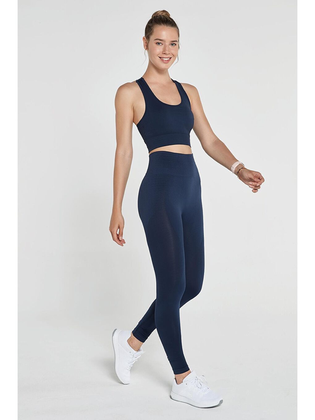 Gela Yüksek Bel, Esnek ve Toparlayıcı Spor Tayt Lacivert-2