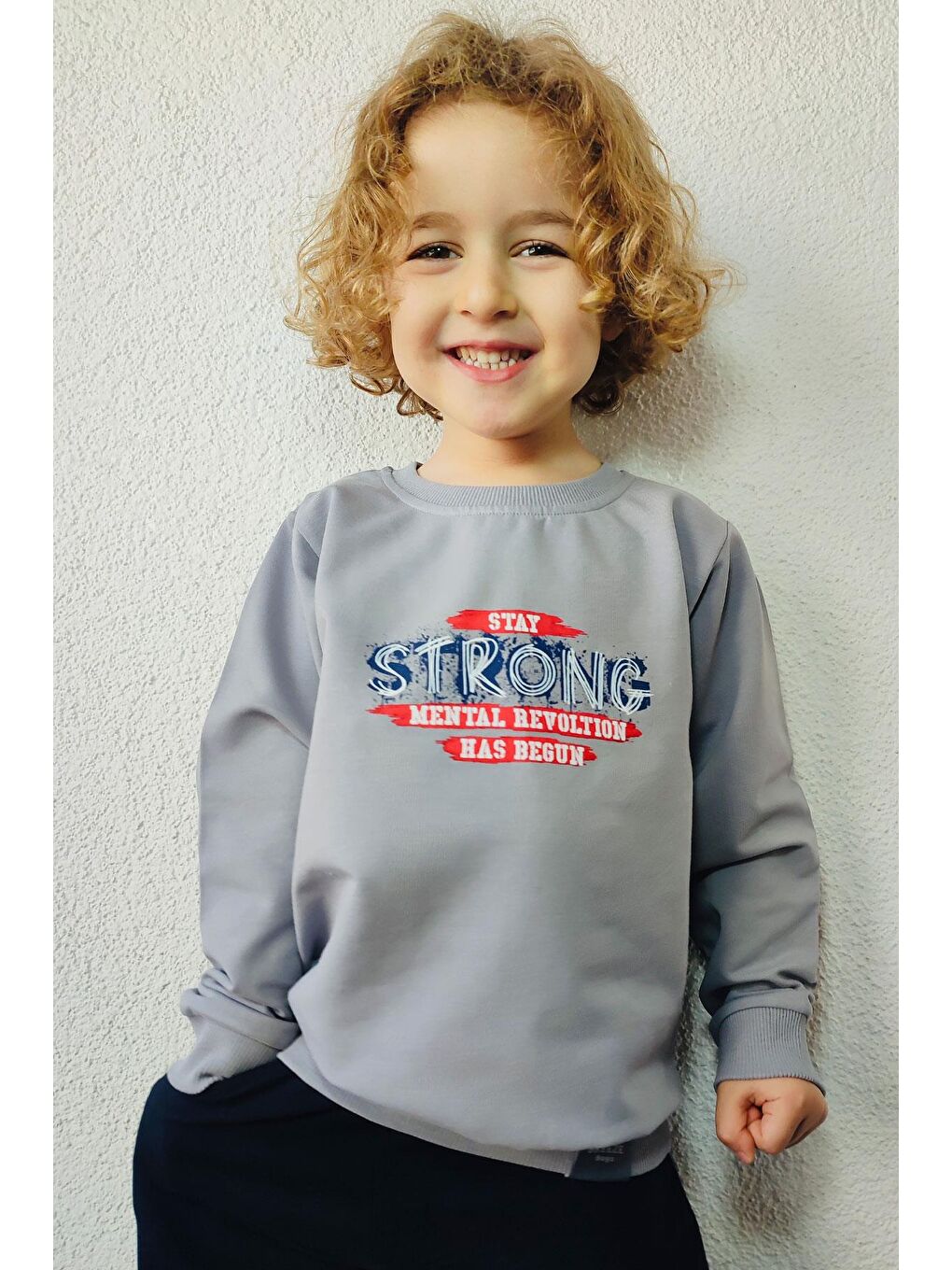 Erkek Çocuk Eşofman Takım Slogan Temalı Yazı Baskılı Gri (4 Yaş)-1