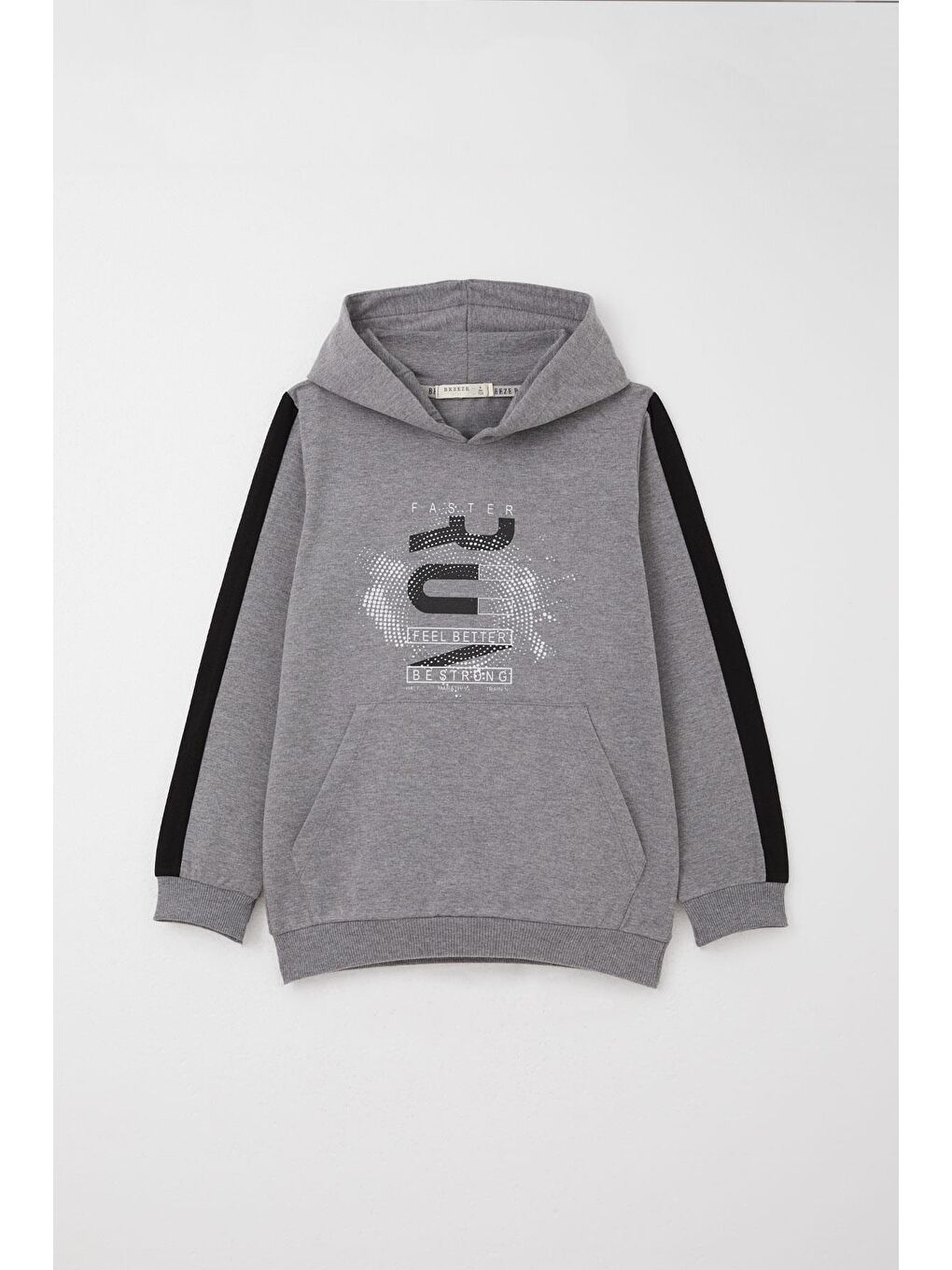 Erkek Çocuk Eşofman Takım Kapüşonlu Başarı Temalı Yazı Baskılı Koyu Gri Melanj (6-9 Yaş)-4