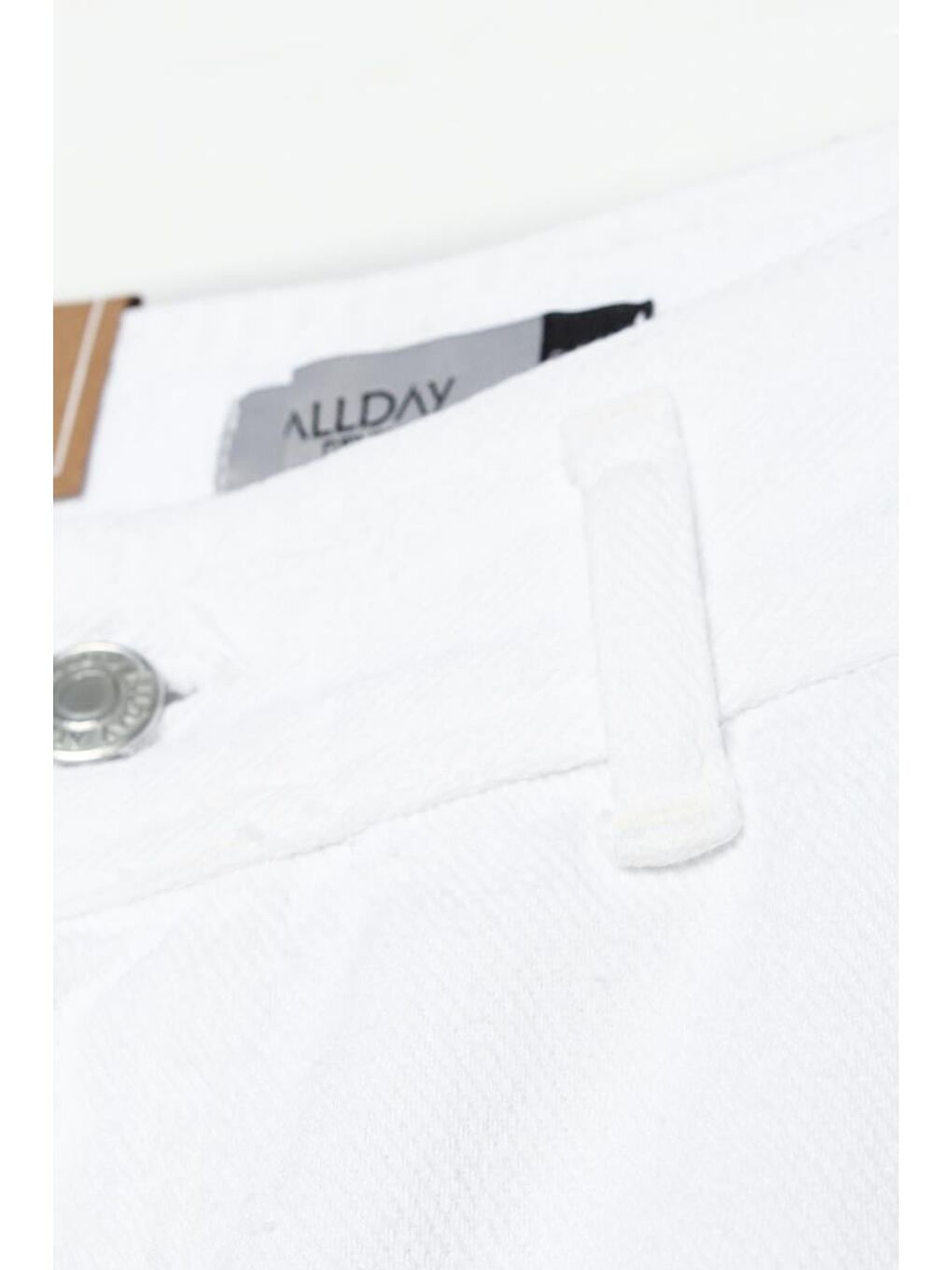 Beyaz-%100 Pamuk Yüksek Bel Bol Paça Pantolon-5