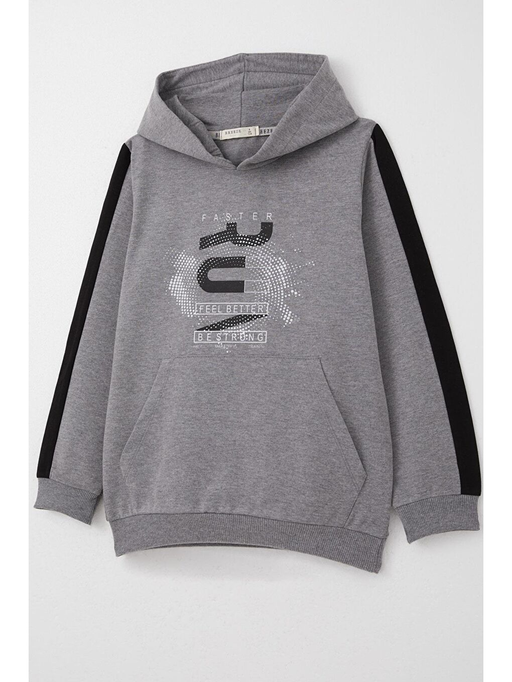 Erkek Çocuk Eşofman Takım Kapüşonlu Başarı Temalı Yazı Baskılı Koyu Gri Melanj (6-9 Yaş)-8
