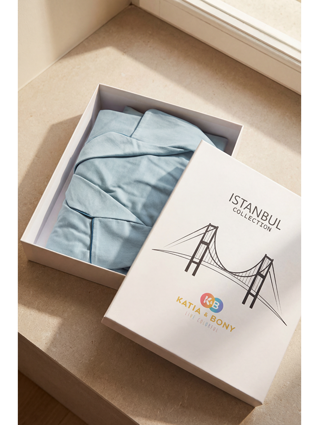 Erkek İstanbul Serisi Boğaz Köprüsü Desenli Premium Kutulu Pijama Takımı Mavi-3