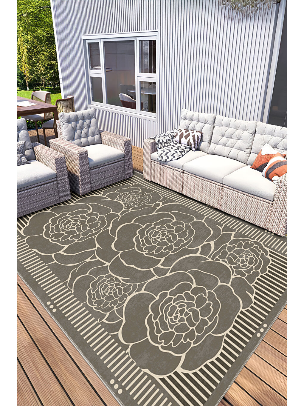 Kahverengi Modern Dekoratif Yıkanabilir Kaymaz Taban Halı – İnce, Yumuşak Salon Halısı, Mutfak Halısı ve Yolluk-2