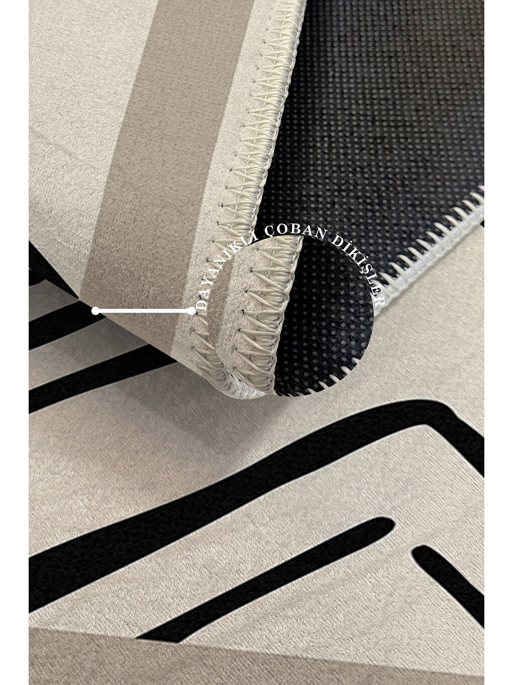 Ekru Modern Dekoratif Yıkanabilir Kaymaz Taban Halı – İnce, Yumuşak Salon Halısı, Mutfak Halısı ve Yolluk-3