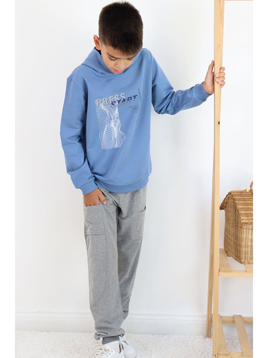 Erkek Çocuk Eşofman Takım Oyun Temalı Önden Cepli İndigo (8 Yaş)-2