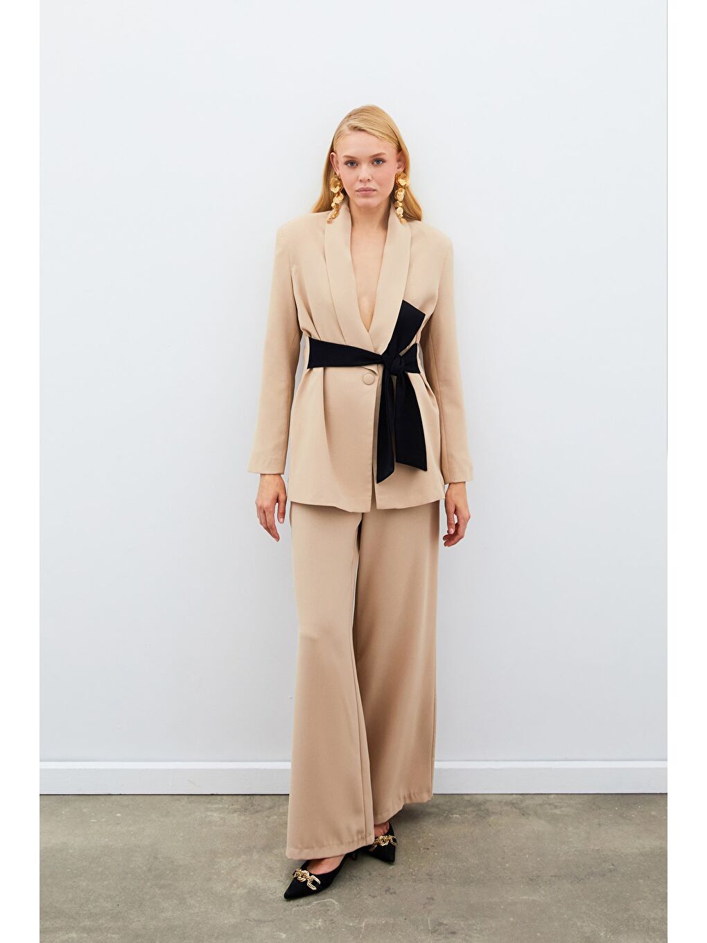 Salaş Krep Pantolon - Bej