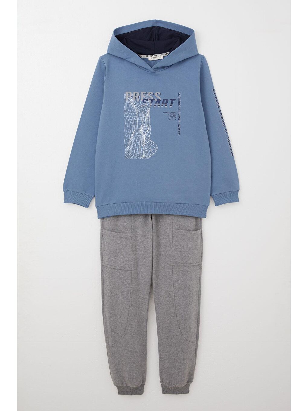 Erkek Çocuk Eşofman Takım Oyun Temalı Önden Cepli İndigo (8 Yaş)-3