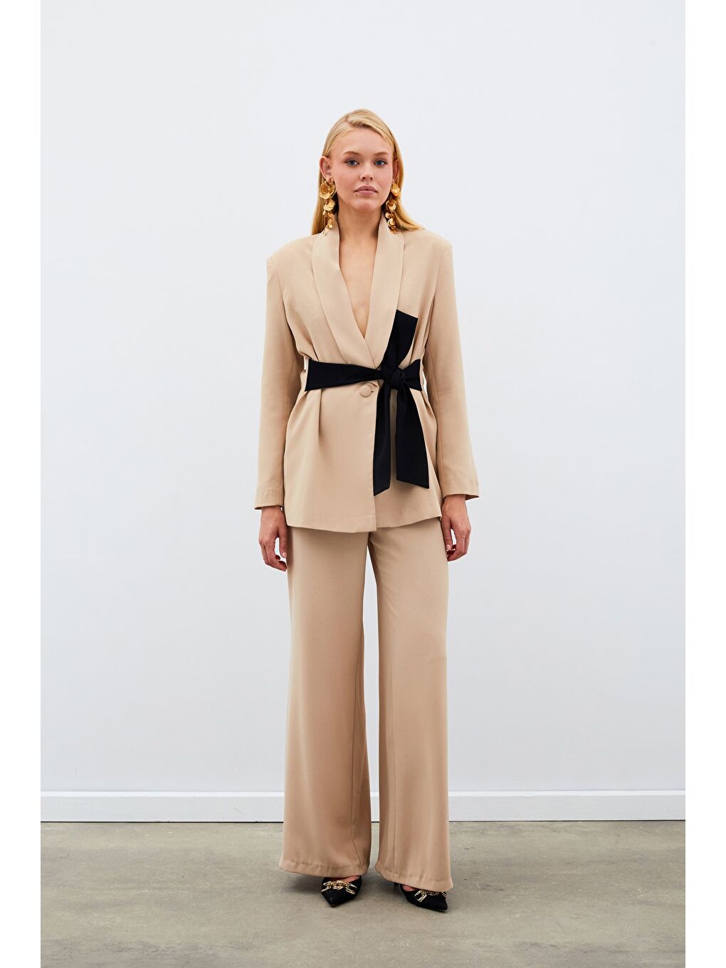 Salaş Krep Pantolon - Bej-2