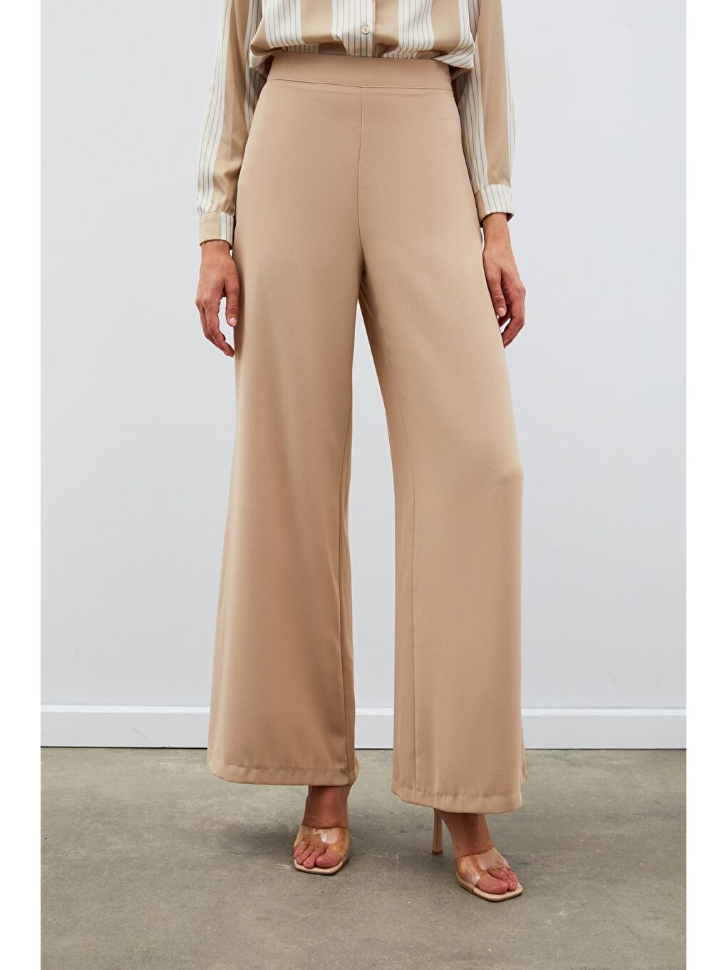Salaş Krep Pantolon - Bej-3