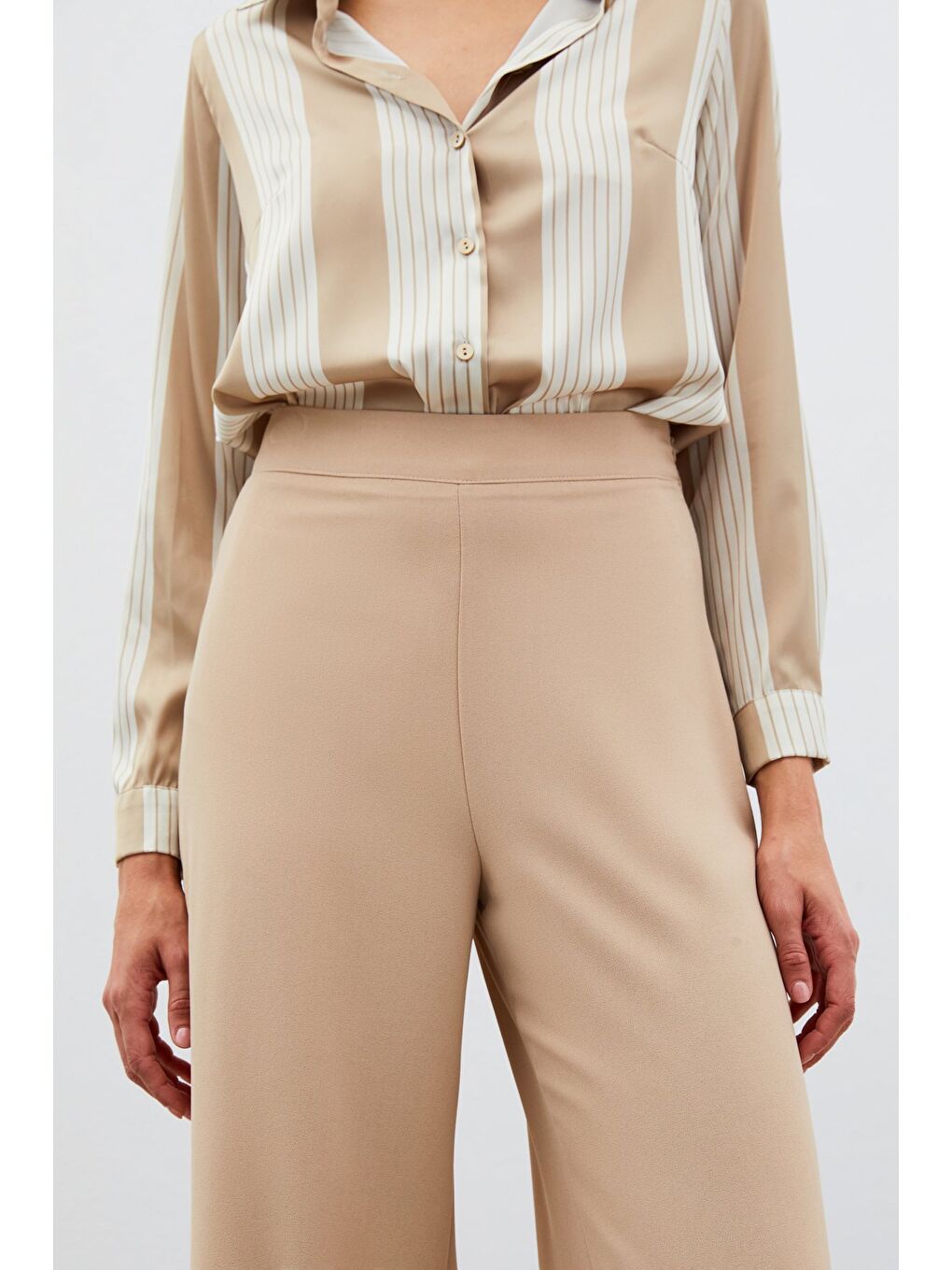 Salaş Krep Pantolon - Bej-4