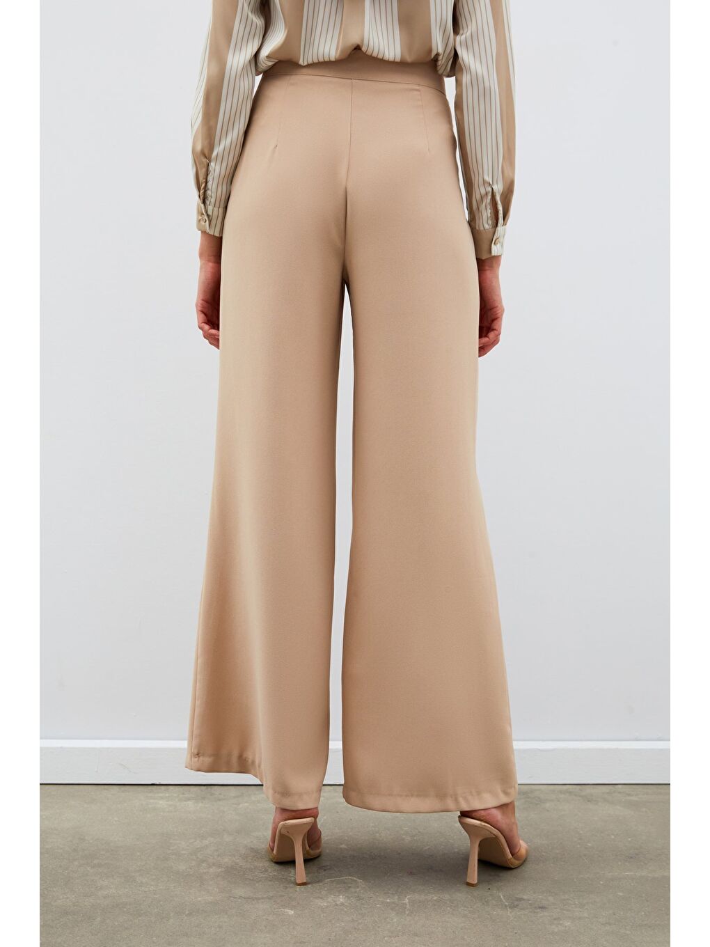 Salaş Krep Pantolon - Bej-5