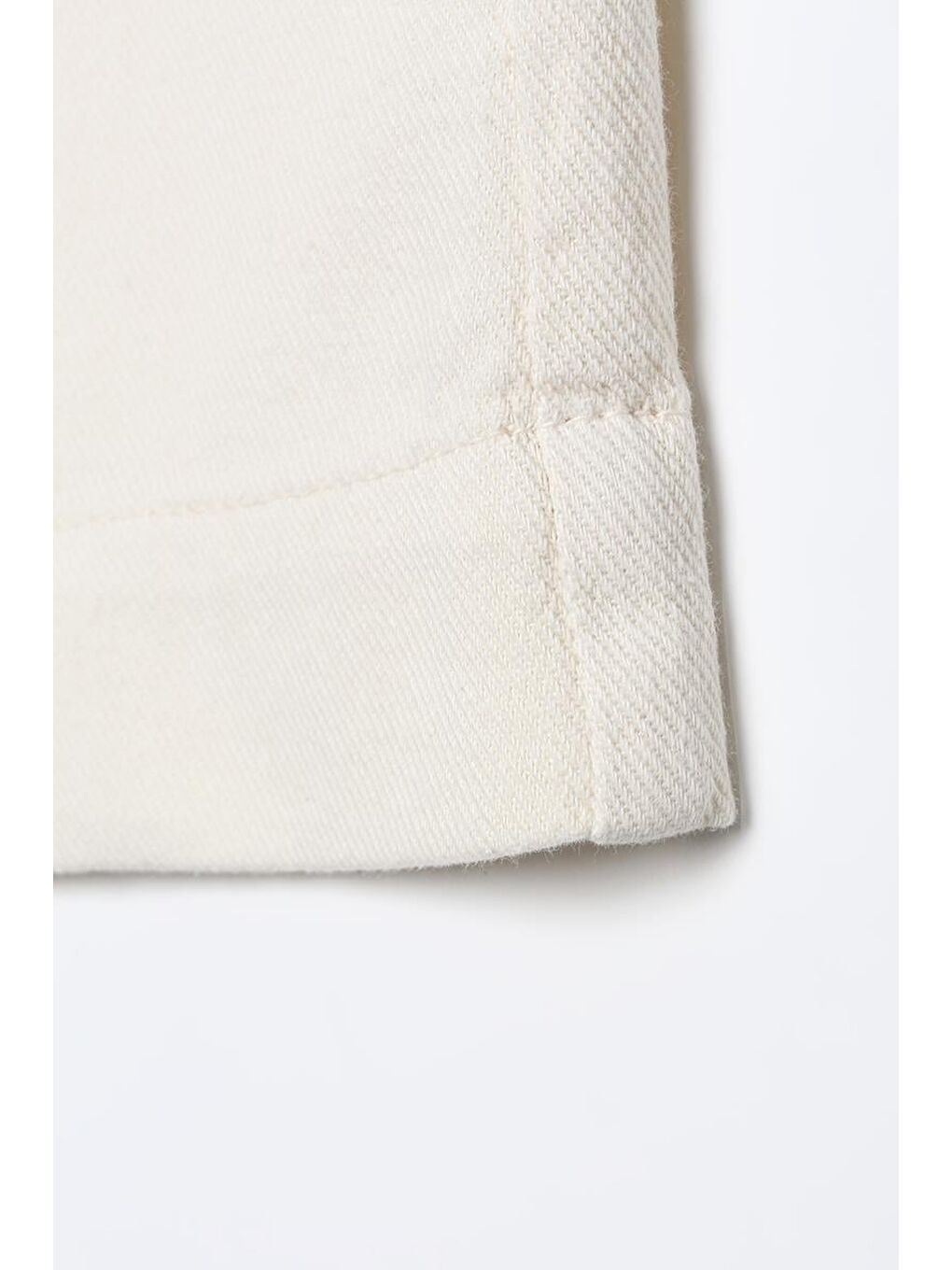 Ekru-%100 Pamuk Bol Paça Cepli Pantolon-5