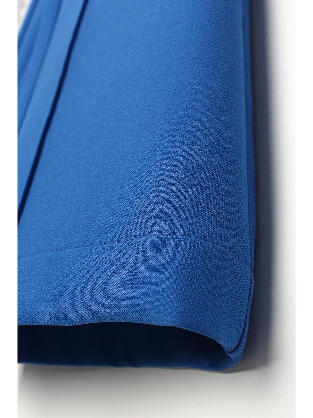 Mavi Saks-Nervürlü Palazzo Pantolon-6