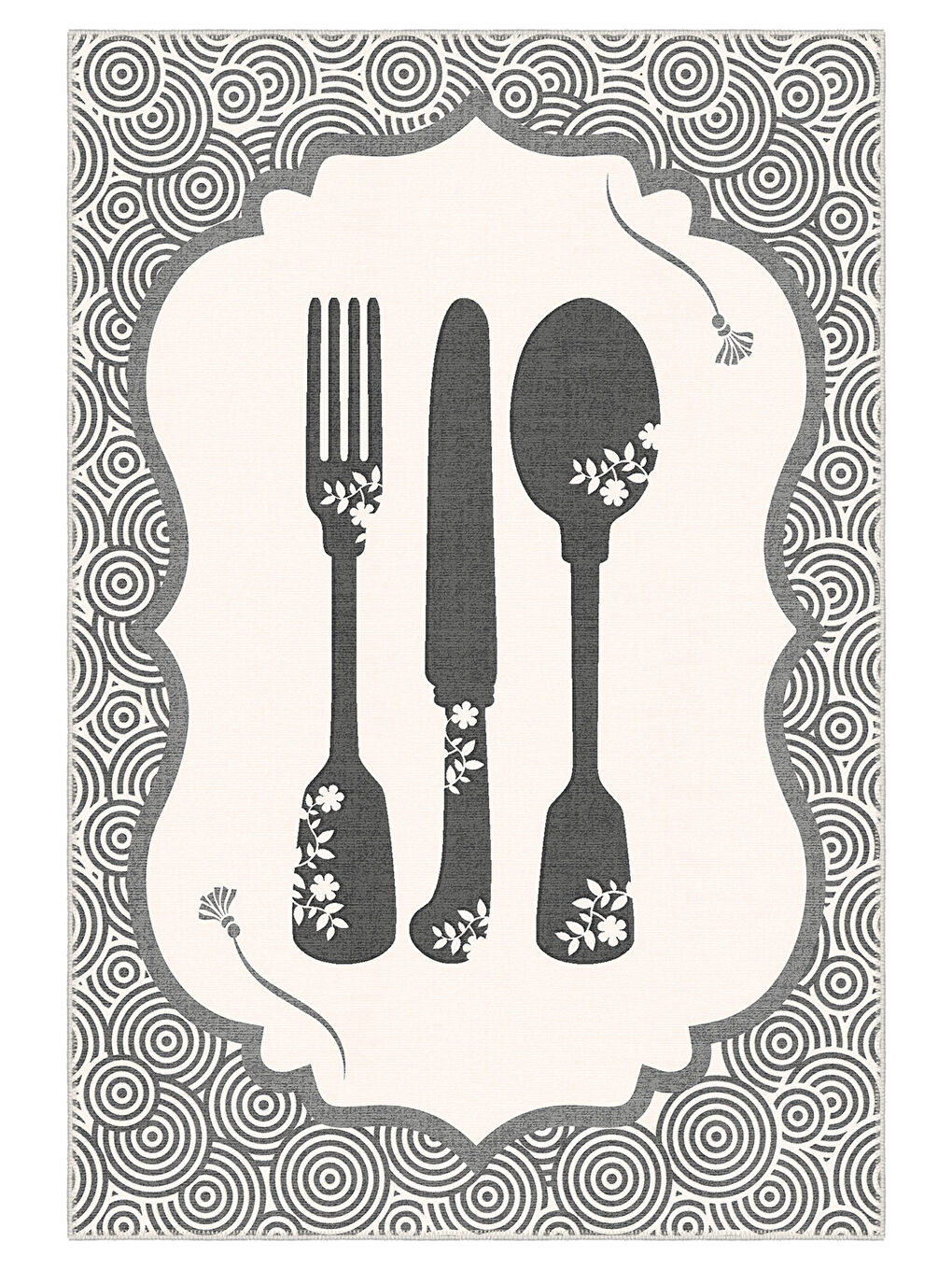 Gri Dekoratif Özel Tasarım Yıkanabilir İnce Kaymaz Tabanlı Modern Halı KECE FR42