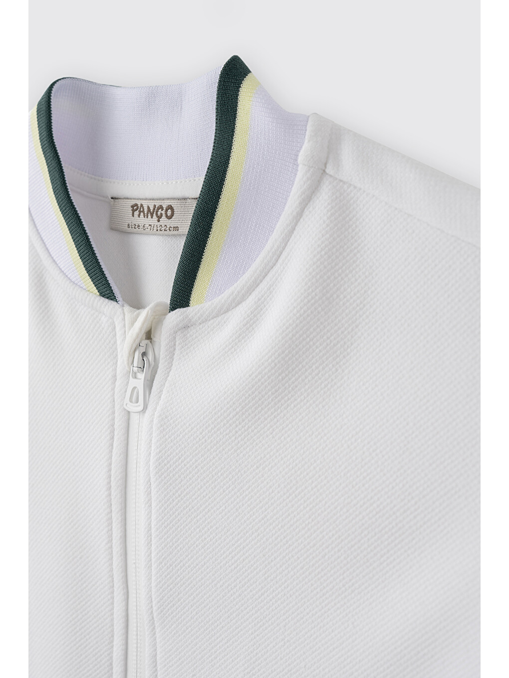 Erkek Çocuk Yakası Ribanalı Cepli Fermuarlı Ekru Sweatshirt-5