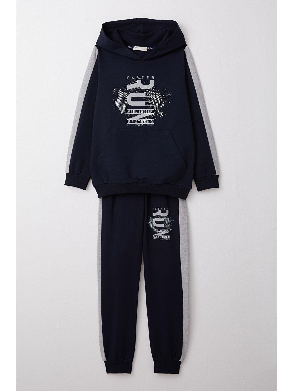 Erkek Çocuk Eşofman Takım Kapüşonlu Başarı Temalı Yazı Baskılı Lacivert (9 Yaş)-4