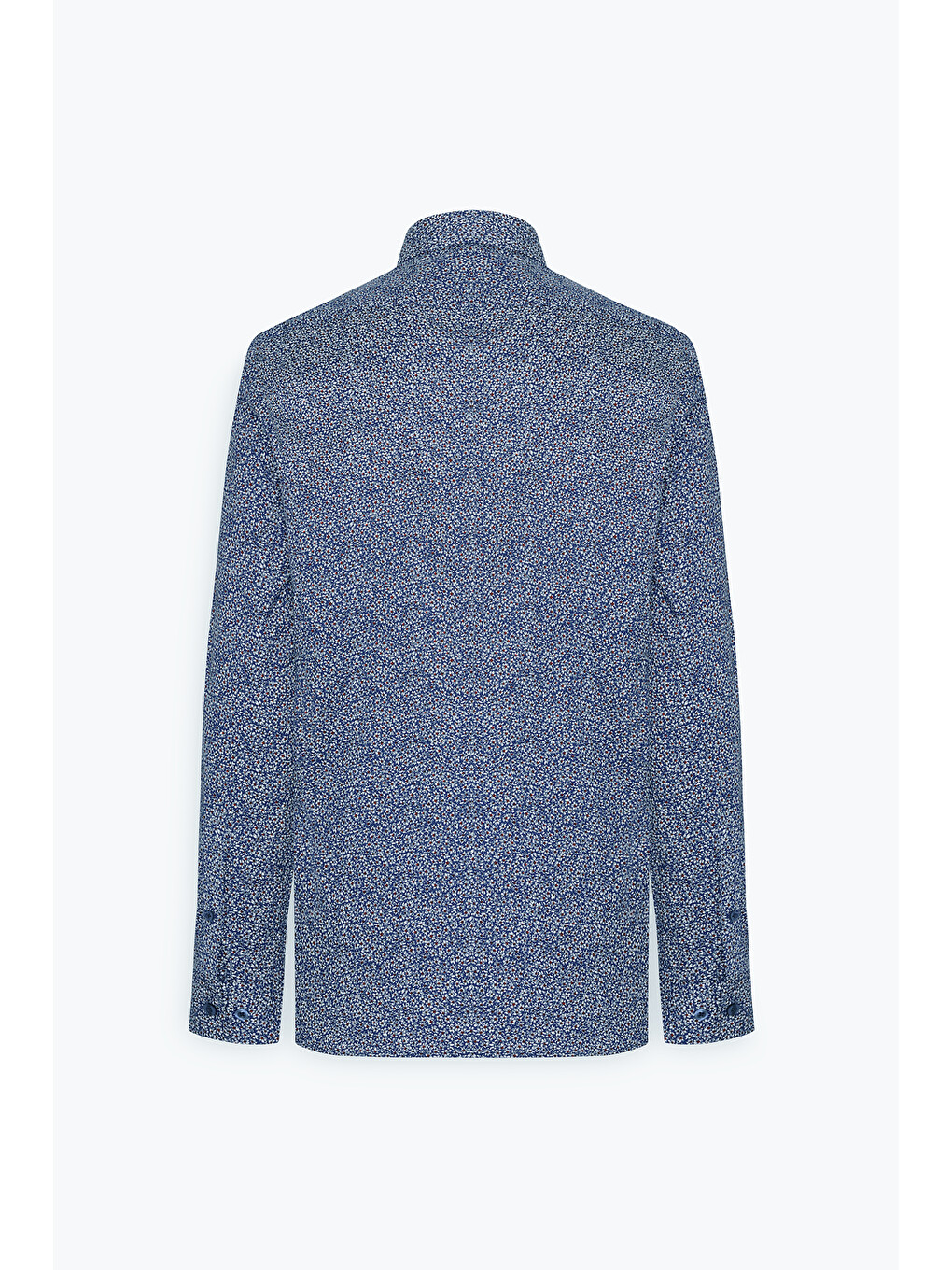 Erkek Mavi-beyaz Pamuklu Slim Fit Dar Kesim Klasik Yaka Baskılı Gömlek-8
